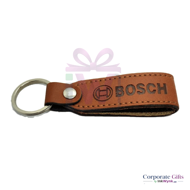 Brand Logo Printed Leather Keyring for Branding