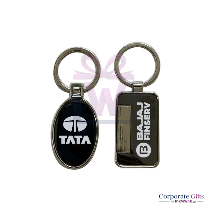 Promotional Logo Marked Metal Keychain Black