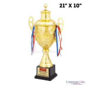 Metal Trophy Cup Award with Ribbon