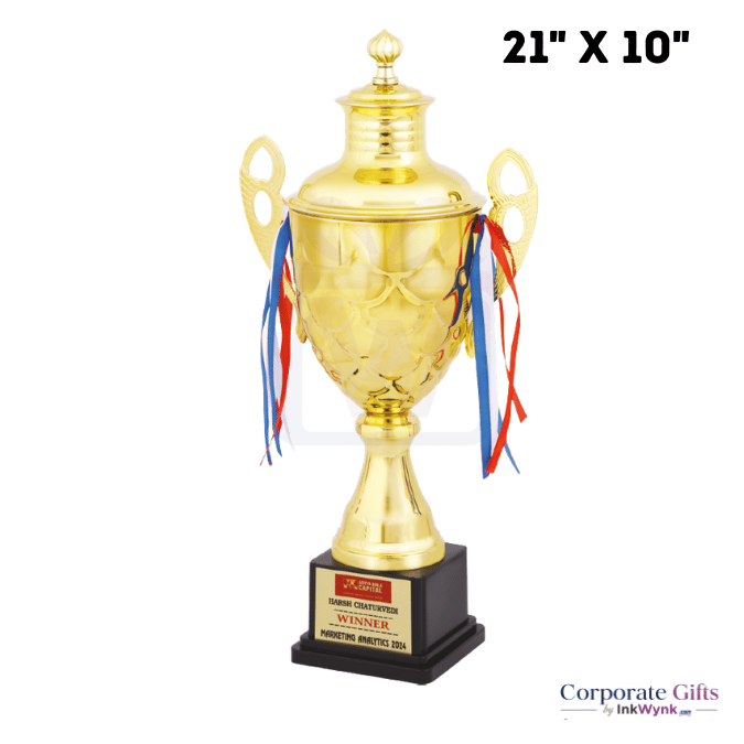 Metal Trophy Cup Award with Ribbon